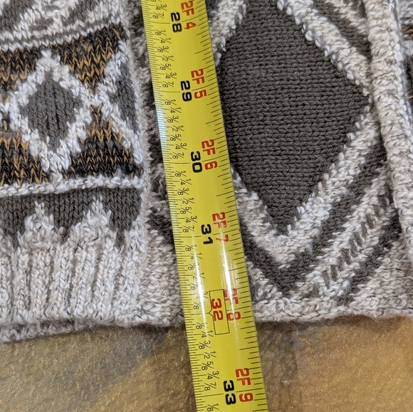 Lucky Brand Women's Green Cream Patterned Cardigan Sweater  XS/S Cotton Blend - Picture 12 of 13